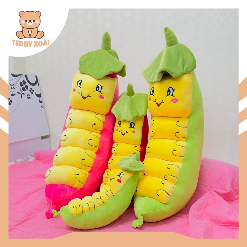Gấu bông Gối Ôm Sâu Lá Sen siêu cute hàng cao cấp mềm mịn - Gấu Bông Teddy Xoài