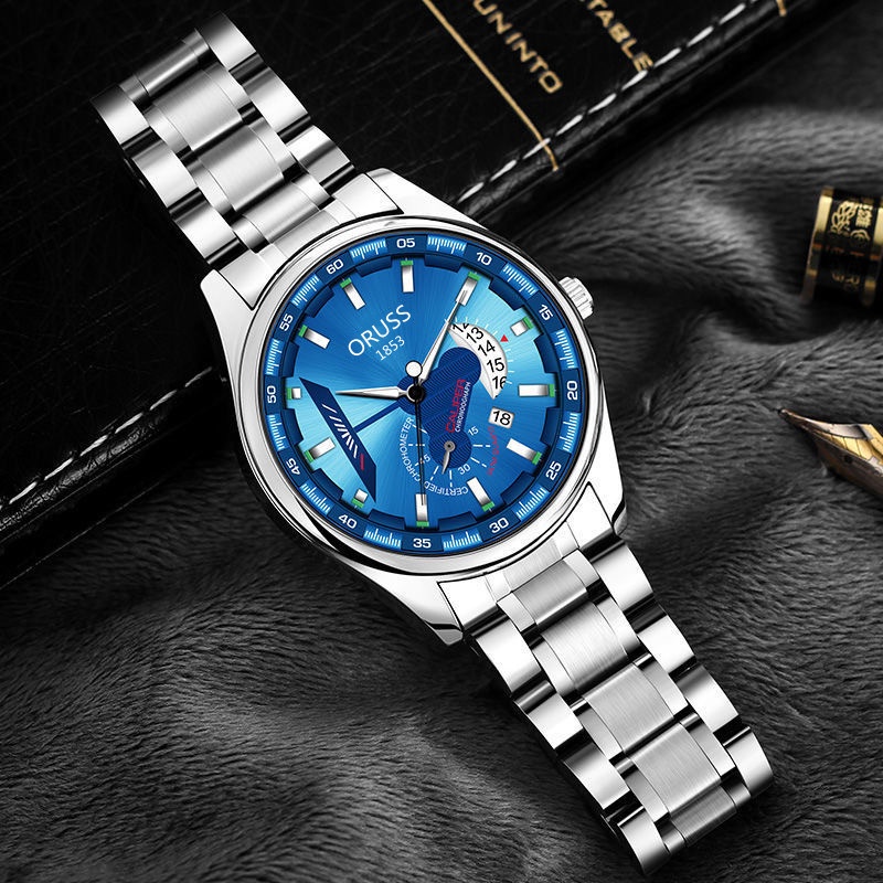 Đồng hồ nam dây thép đồng hồ nam chính hãng mặt kính sapphire chống xước lịch lãm sang trọng