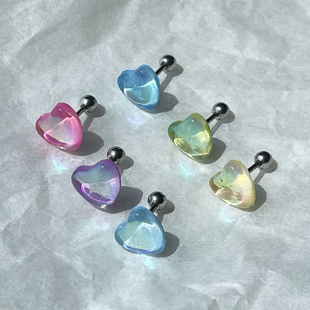 Khuyên Tai Thép Titan Đính Đá Zircon Nhiều Màu Sắc Tinh Tế Thời Trang Cho Nữ
