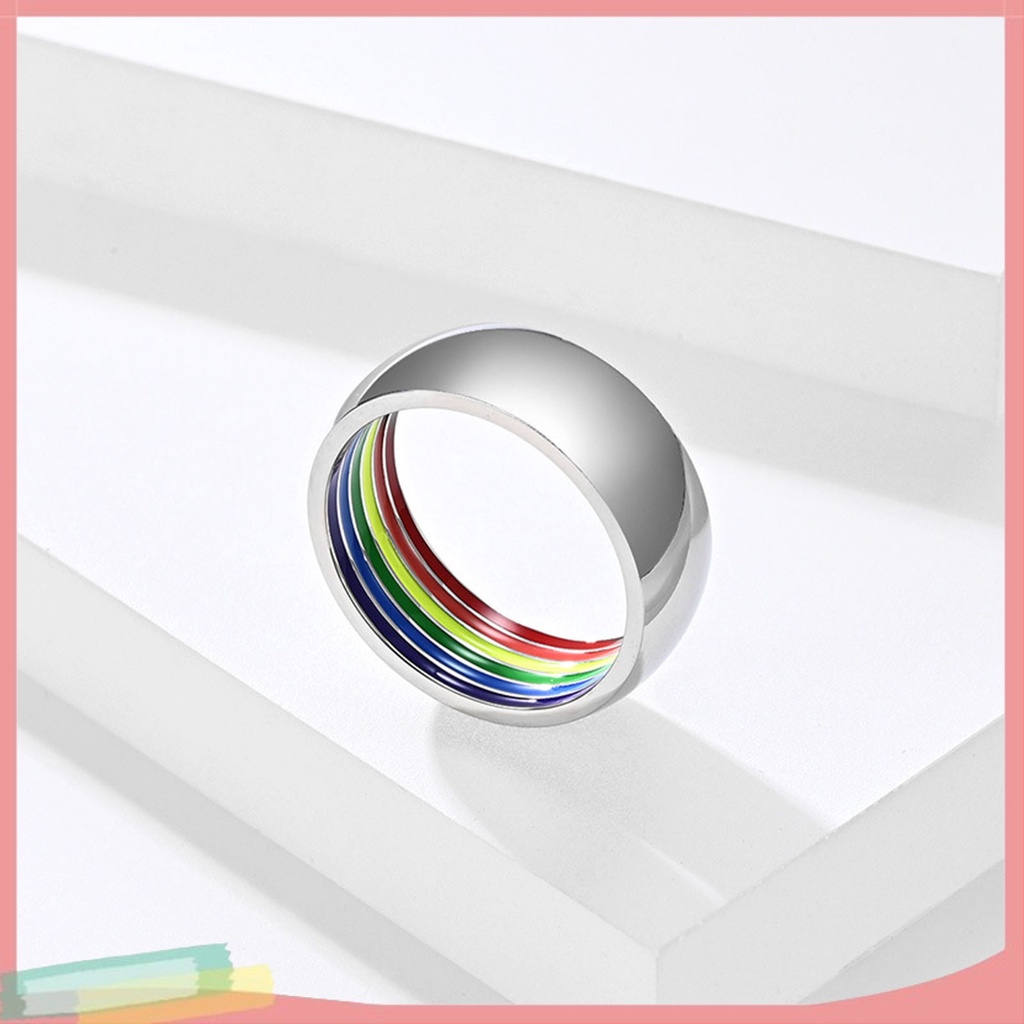 Nhẫn Trơn Màu Cầu Vồng Đính Đá Thời Trang Cho Nam Và Nữ