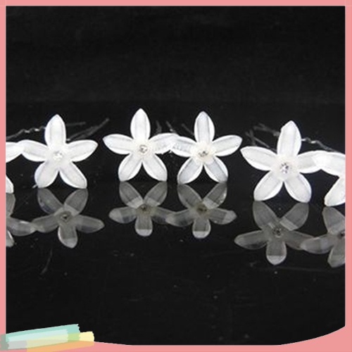 Set 20 Kẹp Tóc Hình Chữ U Họa Tiết Hoa Trắng Trang Trí Tóc Cô Dâu