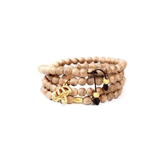 Vòng trầm 108 hạt mix charm ô hoa văn may mắn.