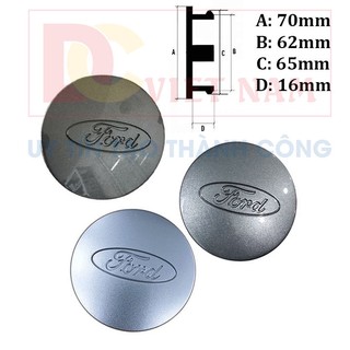 Logo chụp mâm, ốp vành la zăng bánh xe ô tô Ford Everest 2016 trở lên và Ford Ranger, đường kính 70mm