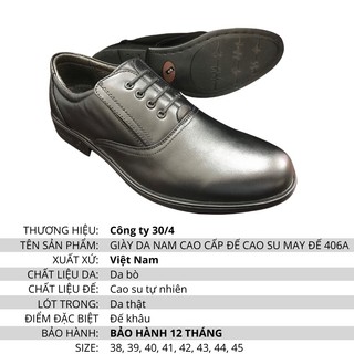 GIÀY DA NAM 406A - DA CAO CẤP, ĐẾ CAO SU MAY ĐẾ