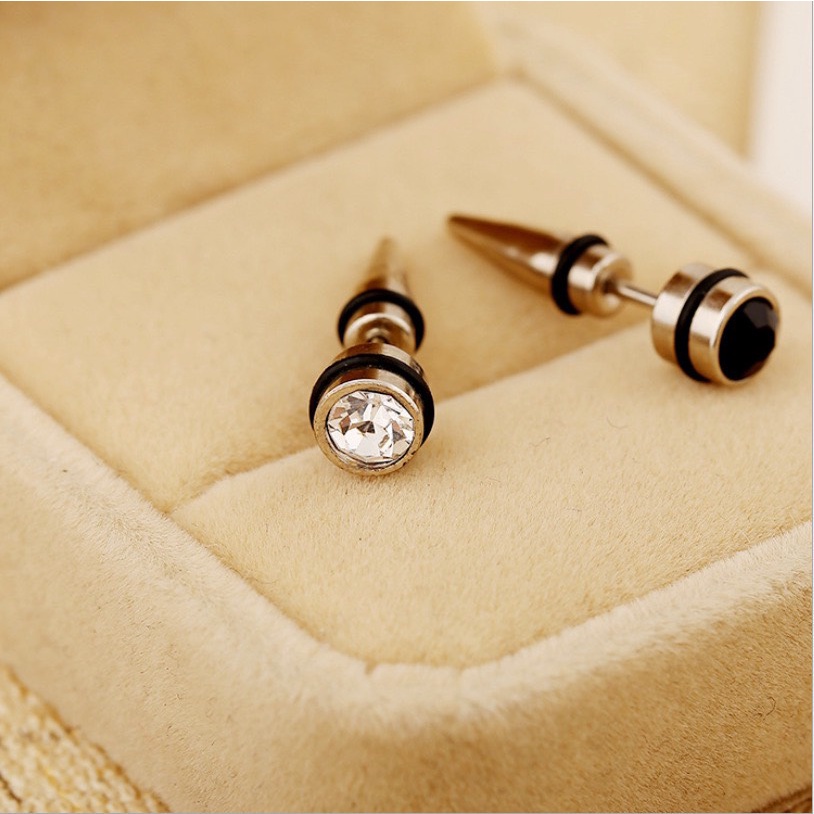 Hoa tai đính đá chất liệu thép không gỉ - Bông tai đinh cá tính KT016