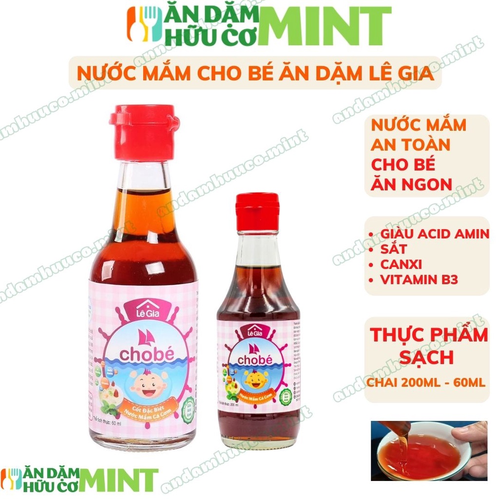 Nước mắm cho bé ăn dặm Lê Gia, nước mắm cho bé 100% cá cơm than