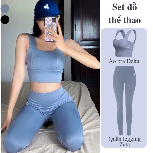 Set quần áo thể thao nữ Fitme áo bra tập gym Delta thumbnail