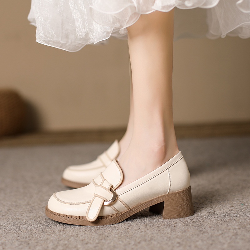 Giày Lười Da Đính Nơ Phong Cách Anh Quốc Thời Trang Cho Nữ