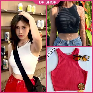 Áo ba lỗ nữ croptop dáng ôm chất thun gân 100% cotton co dãn mạnh, màu sắc trẻ trung - dpshop
