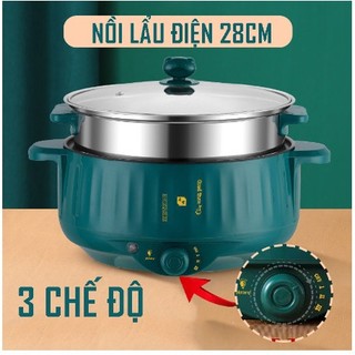 Nồi lẩu đa năng 2 tầng công suất 1000w, nồi lẩu điện mini kèm giá hấp