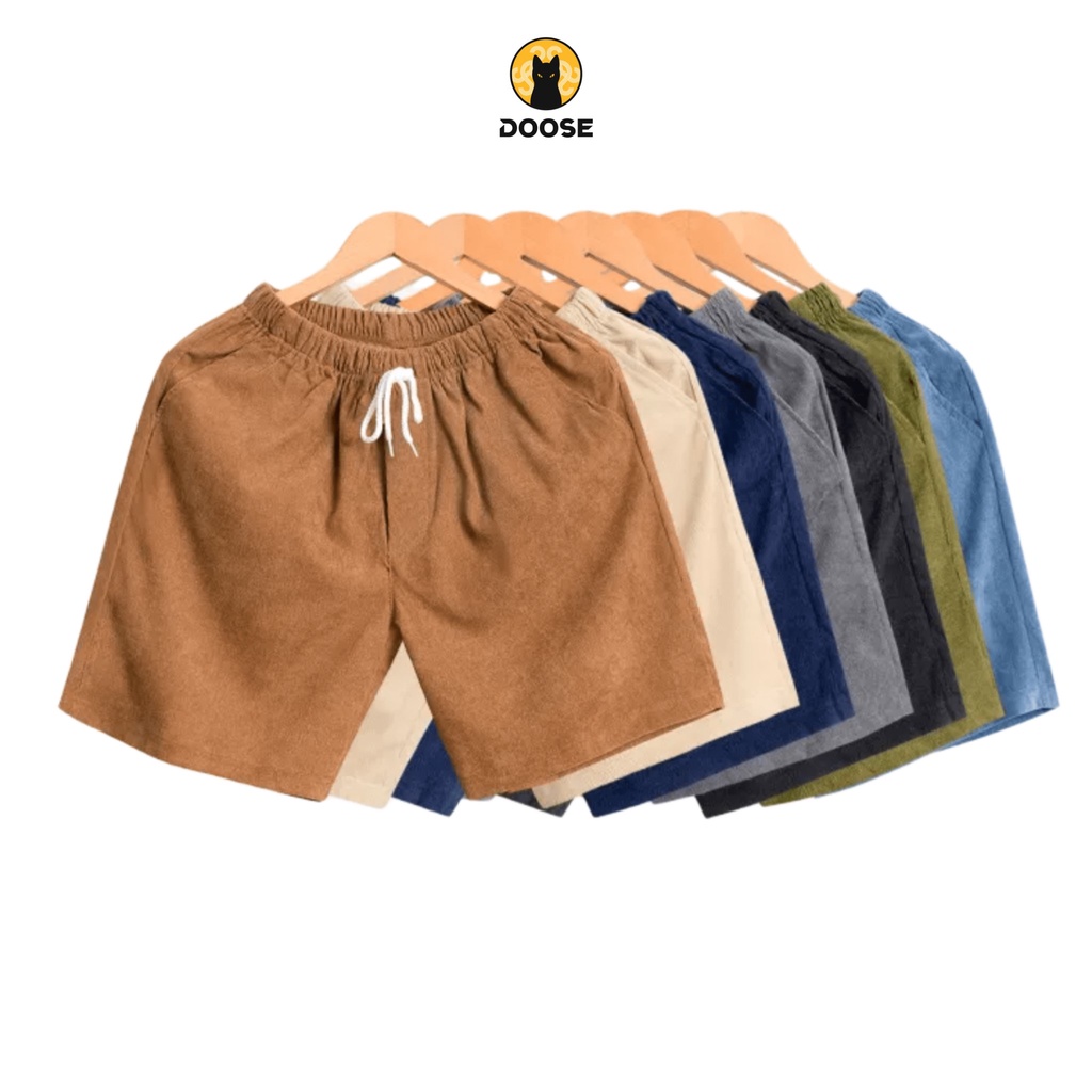Quần Short Đùi Nhhung Tăm Nam Nữ Doose Style Unisex Ulzzang Hq - 5 Màu