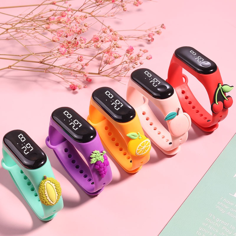 Đồng Hồ LED Điện Tử Đeo Tay Họa Tiết Trái Cây Sáng Tạo Thời Trang Unisex