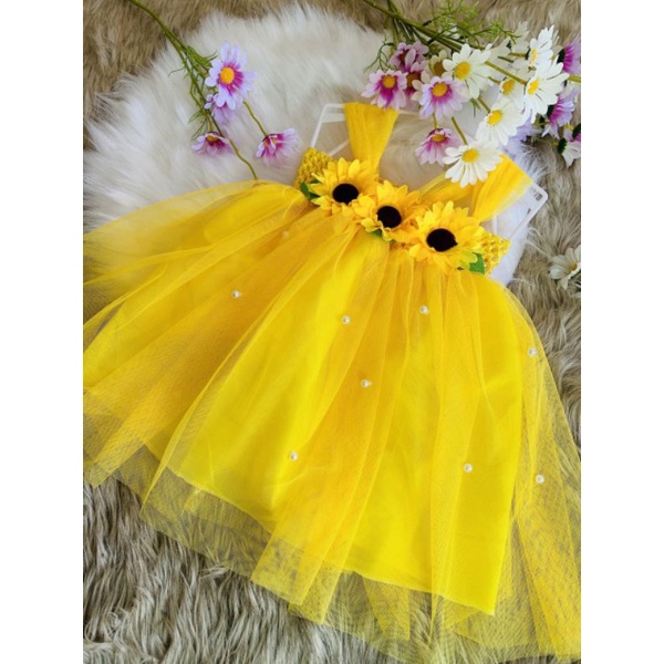 Đằm công chúa dễ thương hoa hướng dương cho bé gái 4-20kg