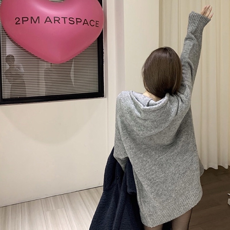 Áo len mũ GOOD màu ghi