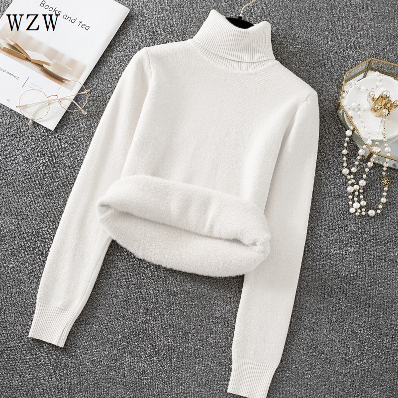 One Áo Sweater Dệt Kim Lót Lông Cừu Cổ Lọ Thời Trang Thu Đông 2022 Cho Nữ