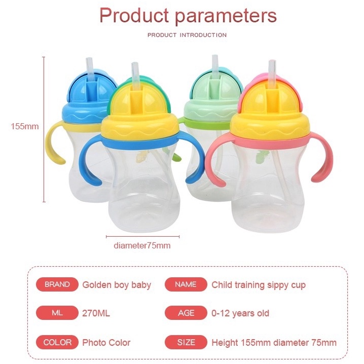 [Siêu rẻ] Bình tập uống nước chống sặc 270ml cho bé