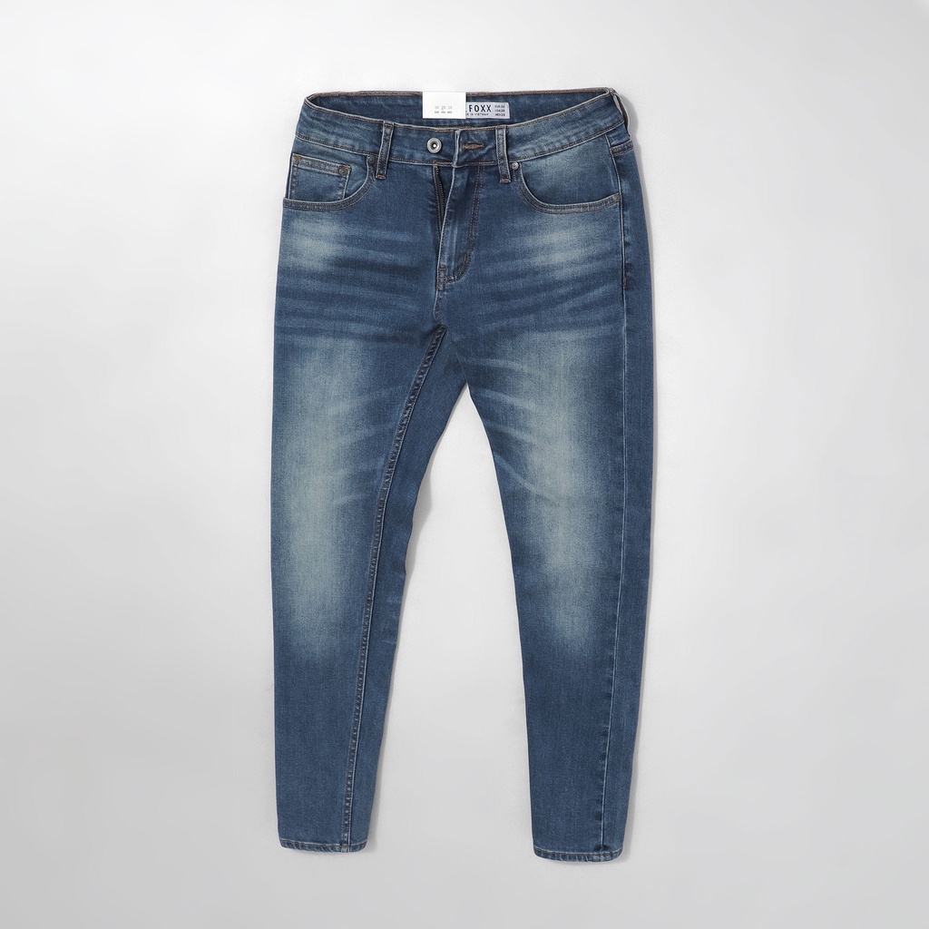 Quần jean nam, quần bò nam cao cấp slimfit DEFOXX màu xanh wash 221149