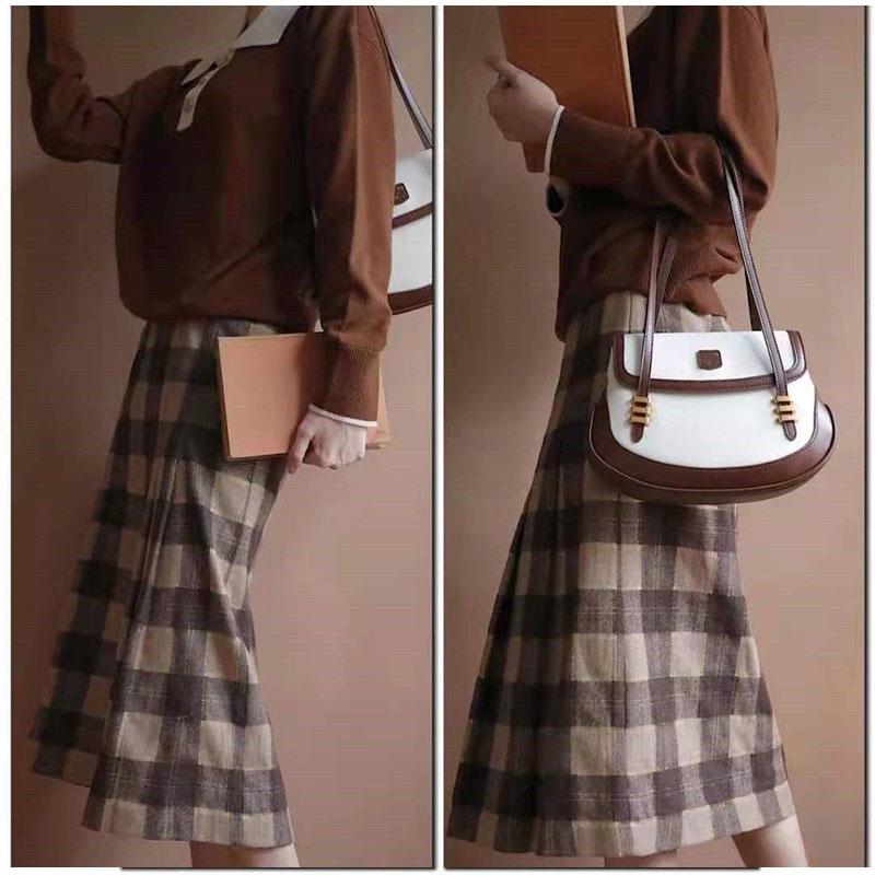 Mischa Túi Đeo Vai Bằng Da PU Màu Tương Phản Phong Cách retro Pháp Thời Trang Sang Trọng Dễ Phối Đồ