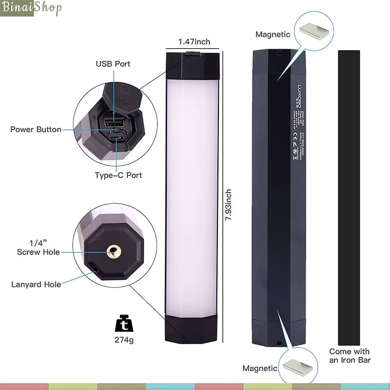 Đèn LED LUXCEO P200 RGB Mini Hỗ Trợ Quay Tiktok, Youtube, Review Sản Phẩm, Chống Nước IP67