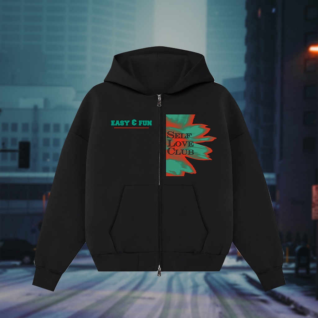 Áo hoodie khóa zip boxy unisex nam nữ Gardient zip hoodie