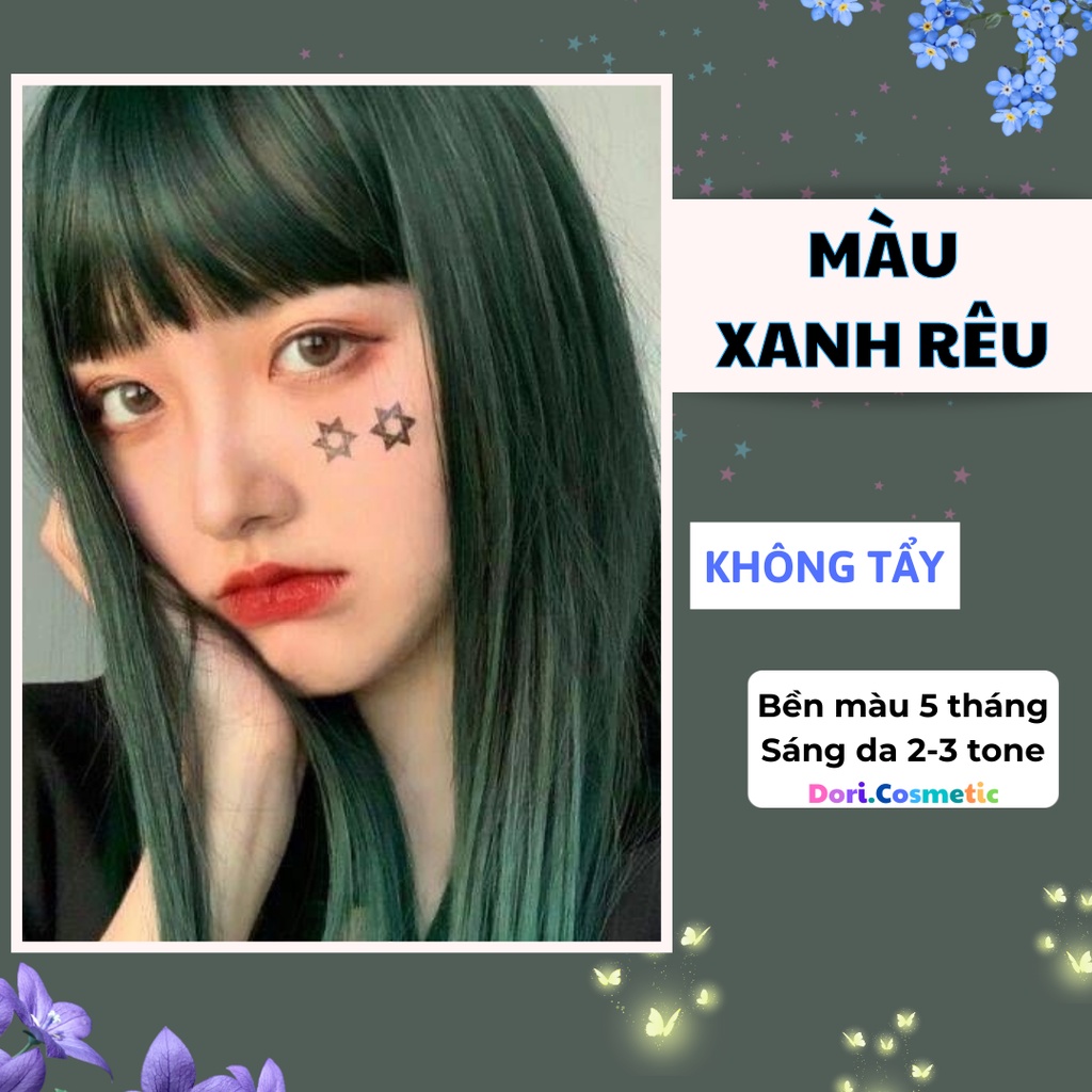  Thuốc Nhuộm Tóc Màu XANH RÊU Combo thuốc nhuộm tóc tại nhà tặng kèm Oxy 