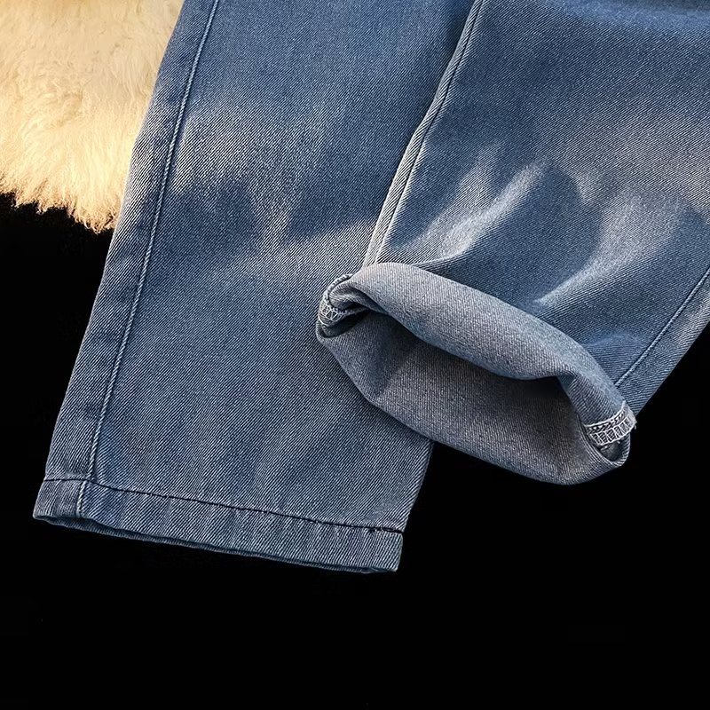 Quần Jean Ống Suông Rộng Màu Trơn Thời Trang Mùa Thu 2022 Cho Nam Cỡ S-5XL