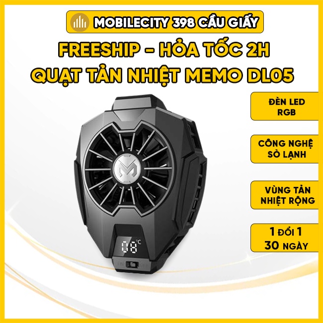 Quạt Tản Nhiệt Điện Thoại Sò Lạnh MEMO DL05 Ver 3 2022 | Đèn LED RGB Gaming - MobileCity 398 Cầu Giấy