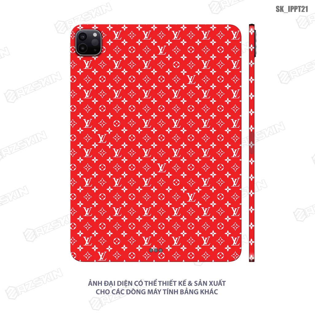 Miếng Dán Skin LV Red IPad Chất Liệu Skin 3M Nhập Khẩu |SK_IPPT21| Dán Full Lưng Viền Máy, Cắt CNC Dễ Dán