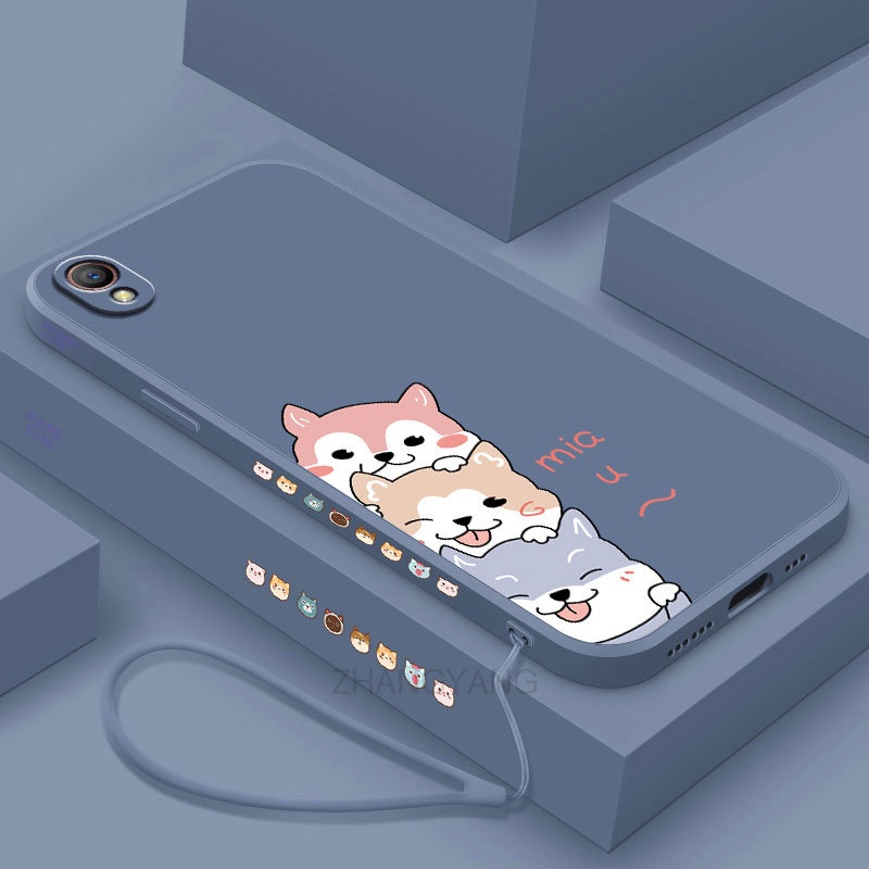 Ốp Điện Thoại TPU Dẻo Họa Tiết Chú Chó Dễ Thương Kèm Dây Đeo Cho oppo a37