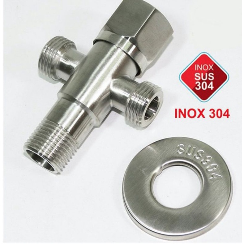 Van T cầu , t cầu. Giảm áp chia bồn cầu Inox SUS 304,Van T Chia Nước cho vòi xịt vệ sinh và bồn cầu 