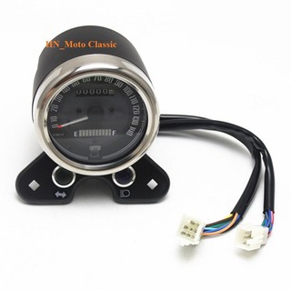 Đồng hồ xe máy classic cao cấp loại to có báo số báo xăng cho các dòng xe classic Cafe Racer Tracker Win 67 Cub và PKL