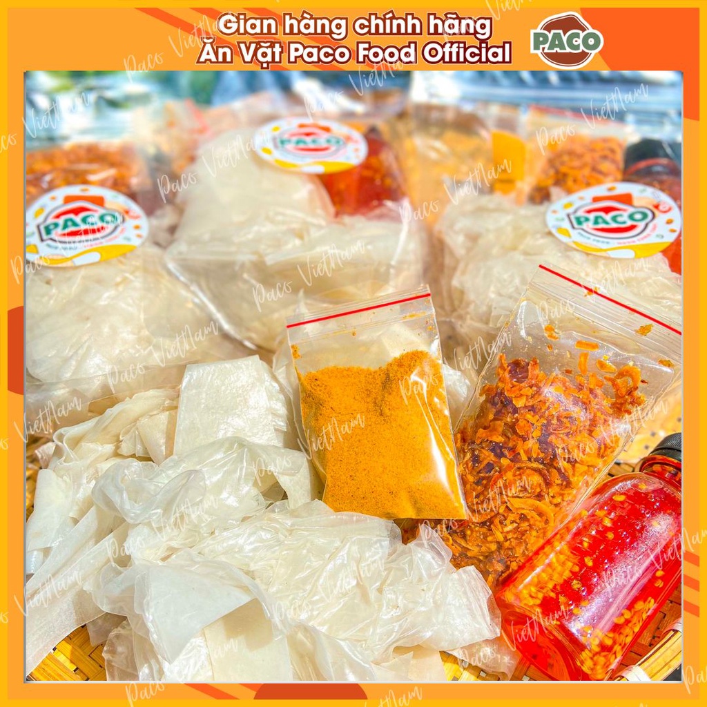 bánh tráng chấm sốt tắc cùng muối nhuyễn hành phi có thể trộn chấm cùng bánh phơi phơi sương rìa dẻo ngon Paco Food