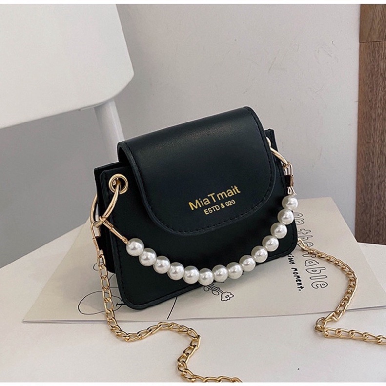 Túi xách nữ đeo chéo đi chơi phong cách hàn quốc phối dây ngọc MiaT Zuliashop8386
