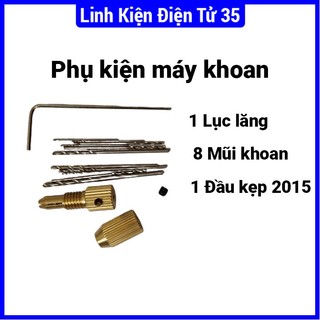 Combo máy khoan mini 5V Siêu Khỏe V1(  1 motor mini 132, 1 đầu kẹp 2015, mũi  khoan)