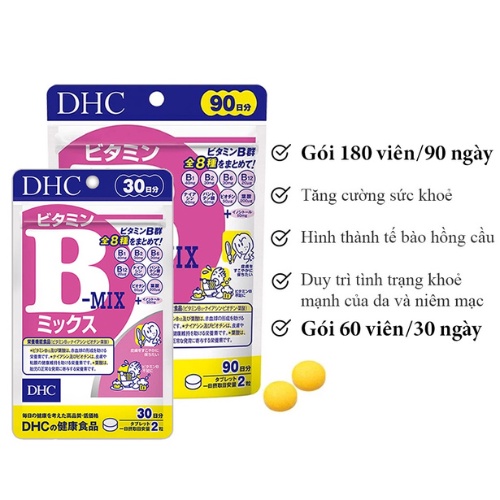 Viên uống vitamin B tổng hợp DHC hỗ trợ phục hồi sức khỏe, làm đẹp da 30 ngày,90 ngày