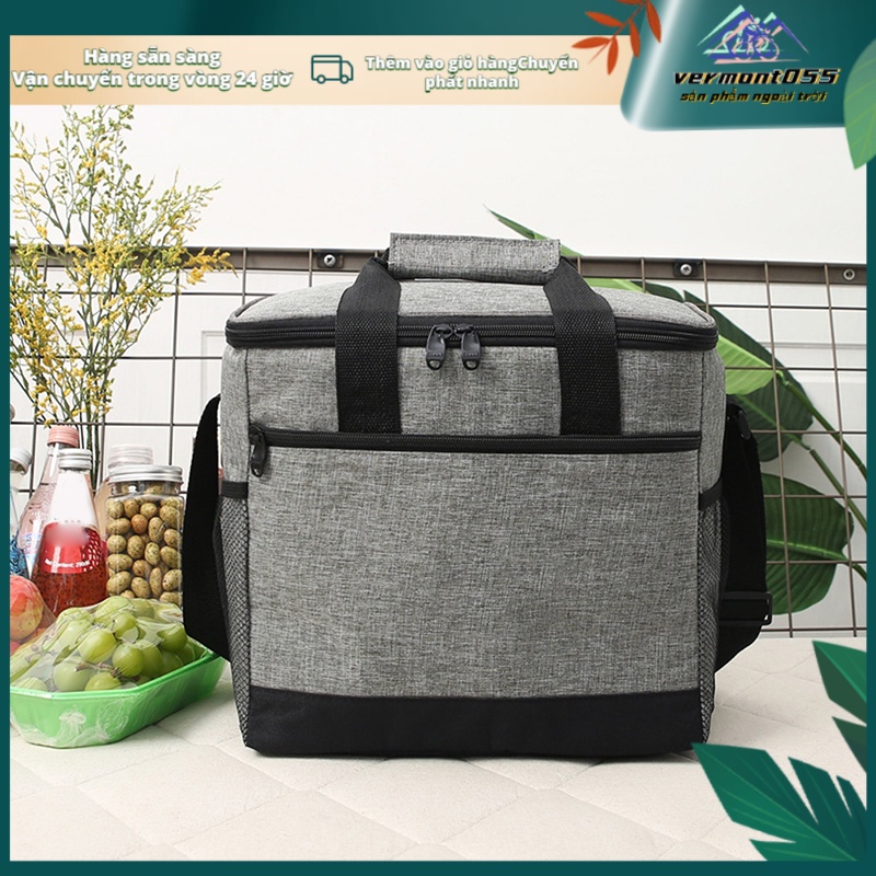 Có thể bán buôn Túi ăn trưa 16L Bento cách nhiệt giữ không thấm nước với thiết kế túi lưới để đi du lịch dã ngoại Vermont055 Hàng giao ngay