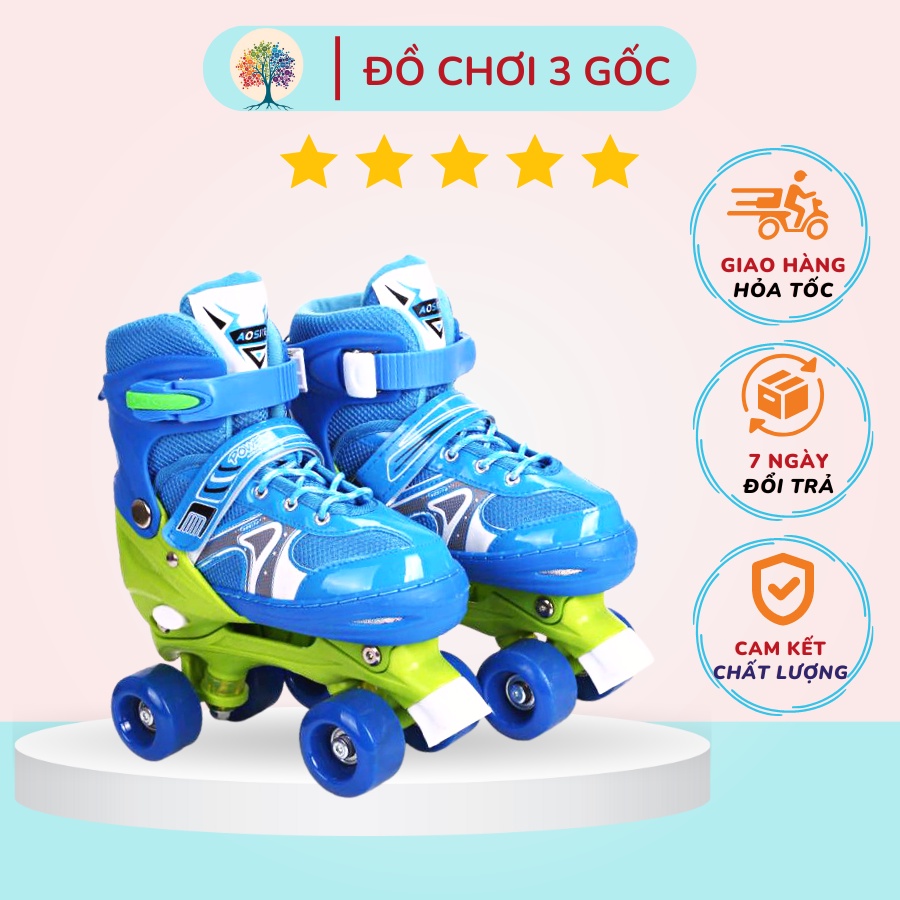 Giày trượt patin 4 bánh 2 hàng AMISIO - Full phụ kiện an toàn cho bé chống ngã, chống trầy xước - 2804