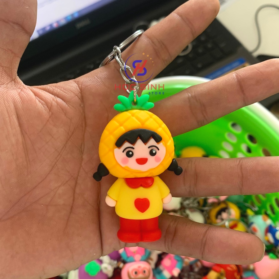 Móc khóa hoạt hình 3D dễ thương, nhiều mẫu, nhựa dẻo có quai kim loại