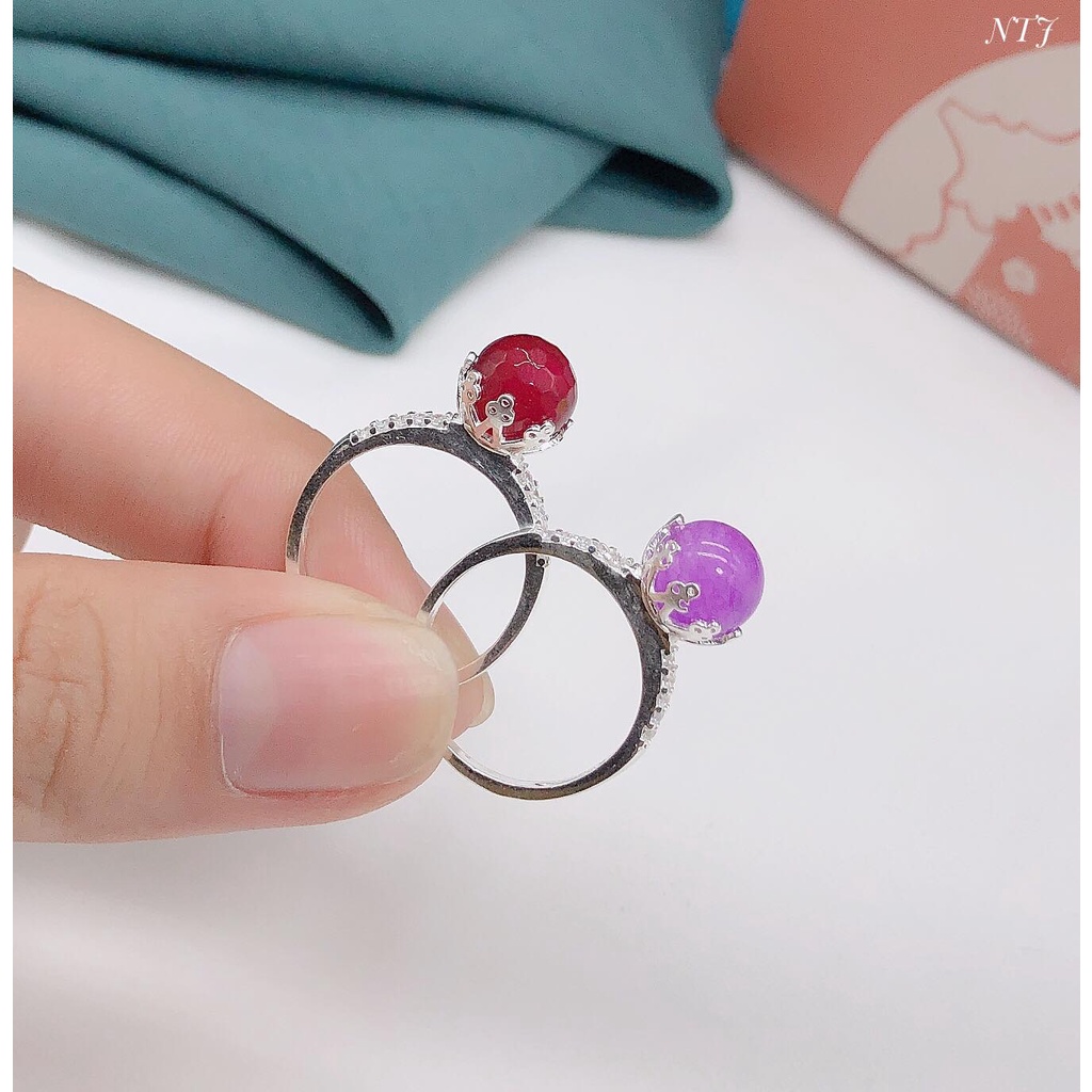 Phôi nhẫn bạc gắn đá 7- 8li