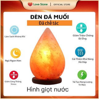 Đèn Chế Tác Đá Muối Himalaya Love Stone Phong Thủy, Trang Trí, Thanh Lọc Không Khí Hình Giọt Nước - Nhập Khẩu Pakis