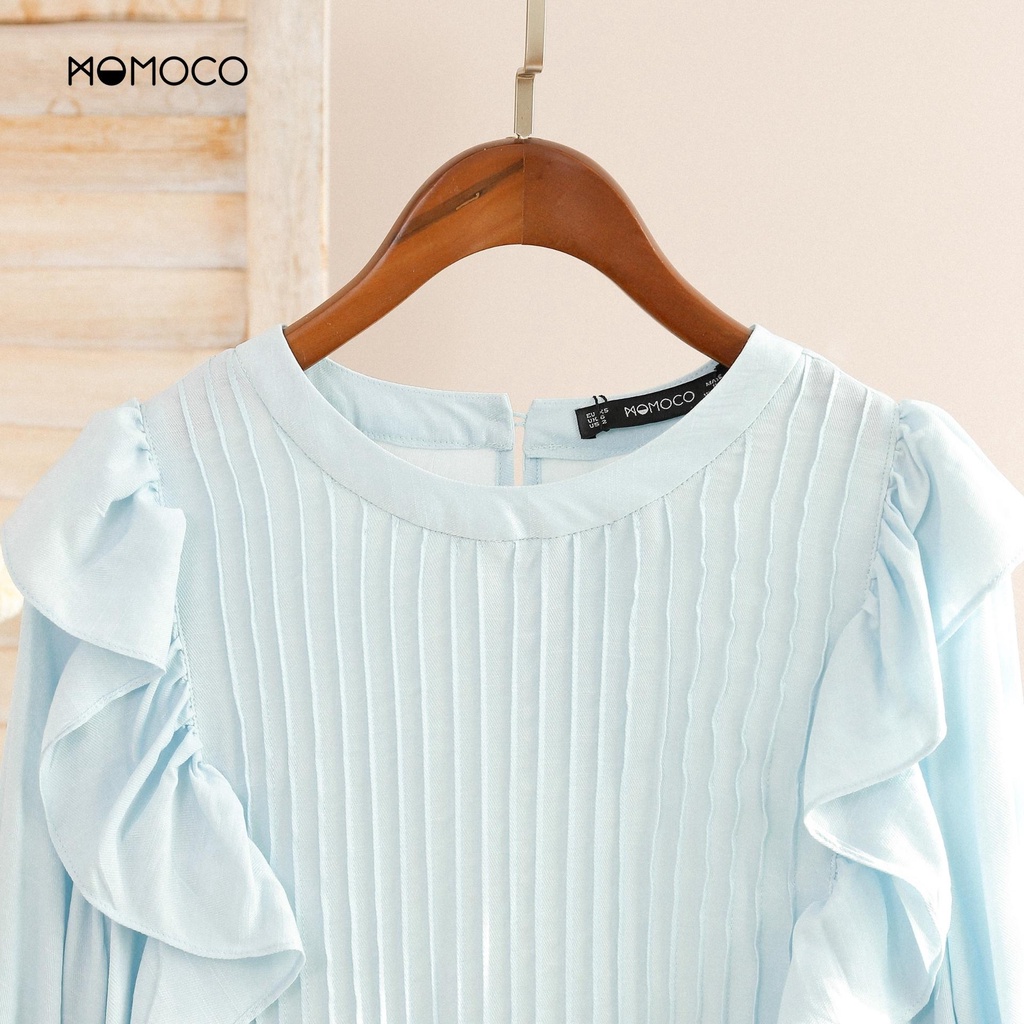 Áo Sơ Mi Dài Tay MOMOCO Cổ 3cm Mí Trước Chất Liệu Đũi Lanh Mềm Mại M2918
