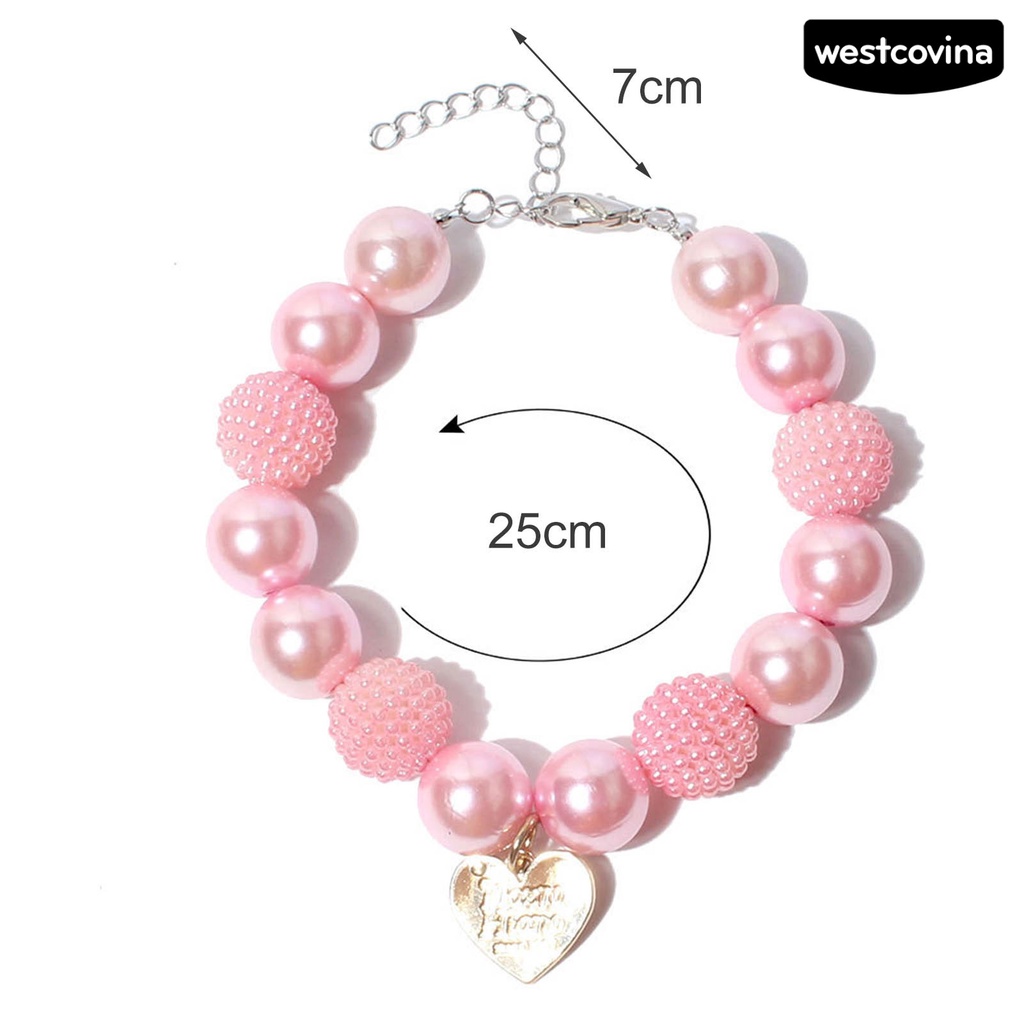 [COD]♘Vòng Cổ Ngọc Trai Giả Hình Trái Tim Bằng Resin Thời Trang Cho Thú Cưng