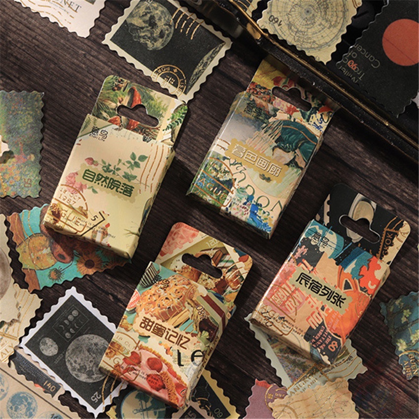 Hộp 45 Món Đồ Chơi Chất Lượng Cao ❉ Miếng Dán Niêm Phong Tem Nghệ Thuật ❉ Sticker Dán Trang Trí Sổ Nhật Ký DIY