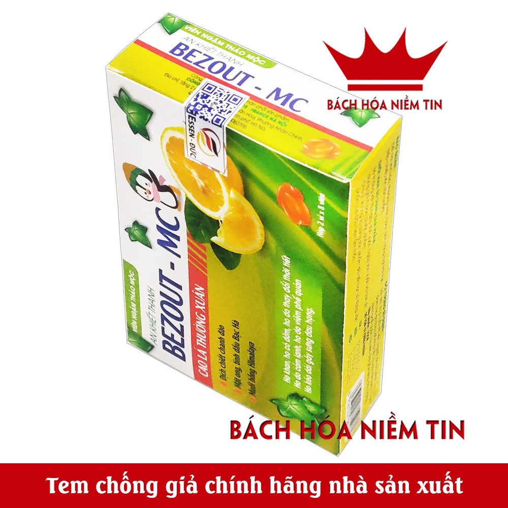 Viên ngậm ho An Khiết Thanh Bezout MC - Cao lá thường xuân - giúp giảm ho, mát họng, hóa đờm hiệu quả - Hộp 16 viên