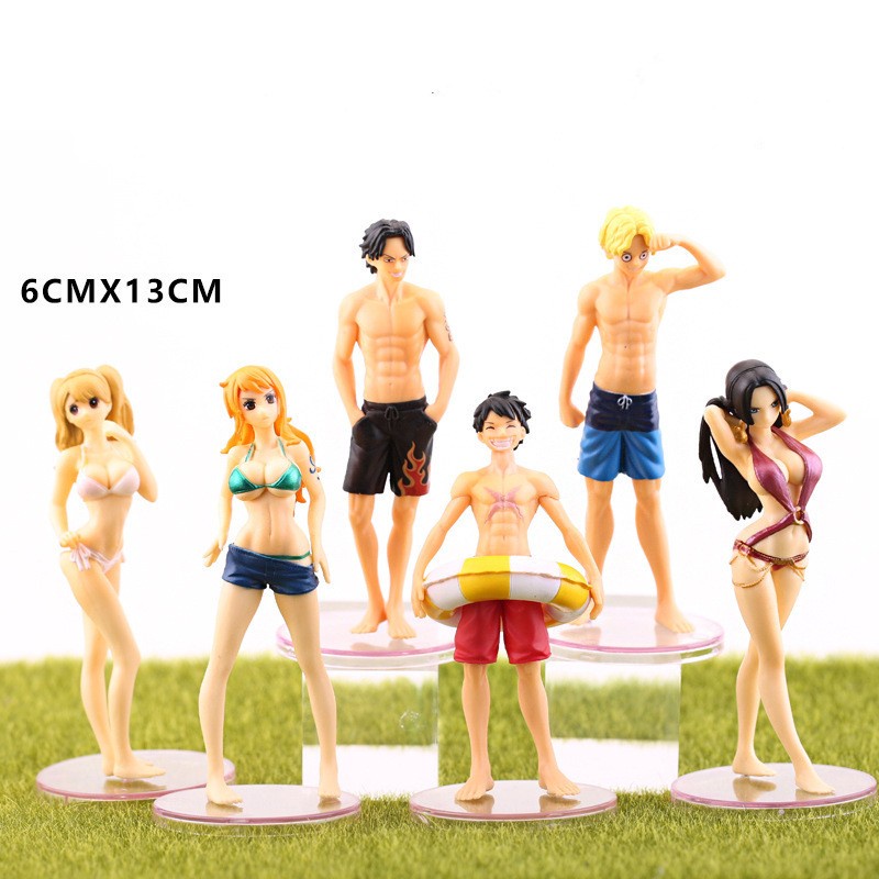 Mô hình băng mũ rơm chibi bãi biên cao 13cm túi OTP - mô hình luffy ace robin nami sabo chibi siêu dễ thương