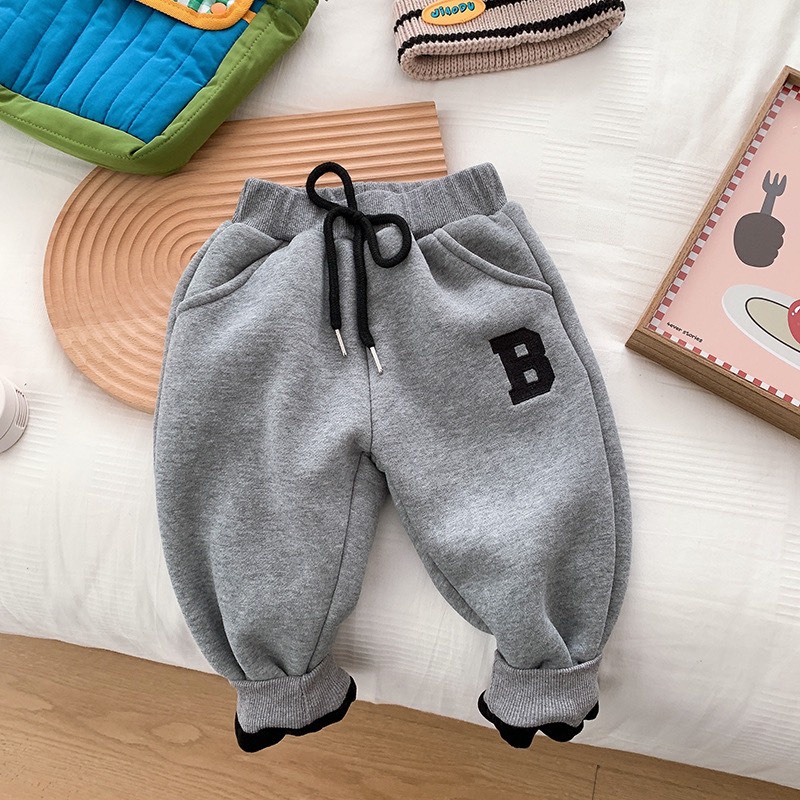 Quần dài nỉ bông cho bé trai bé gái CHỮ siêu mềm đẹp cho bé diện thu đông 8-20kg