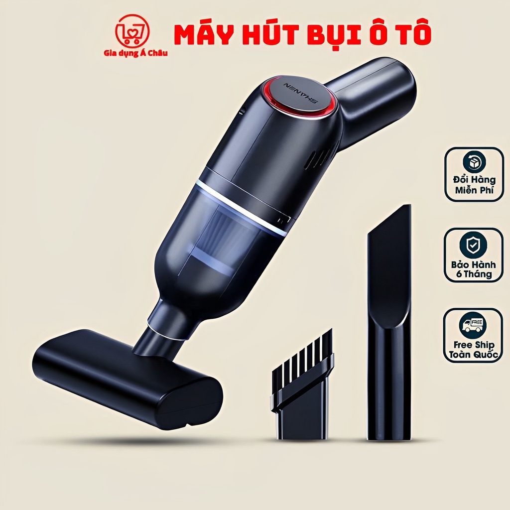Máy hút bụi cầm tay mini đa năng tích hợp đèn LED, hút bụi ô tô, giường nệm