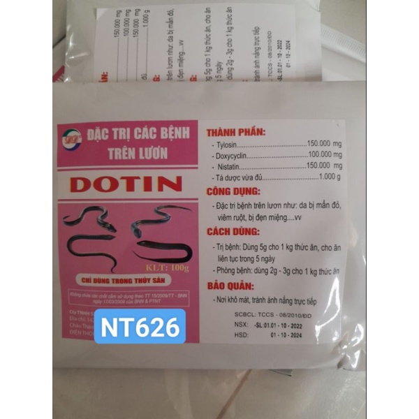 DOTIN Tri benh đường ruột, da mẫn đỏ, đẹn miệng trên Lươn