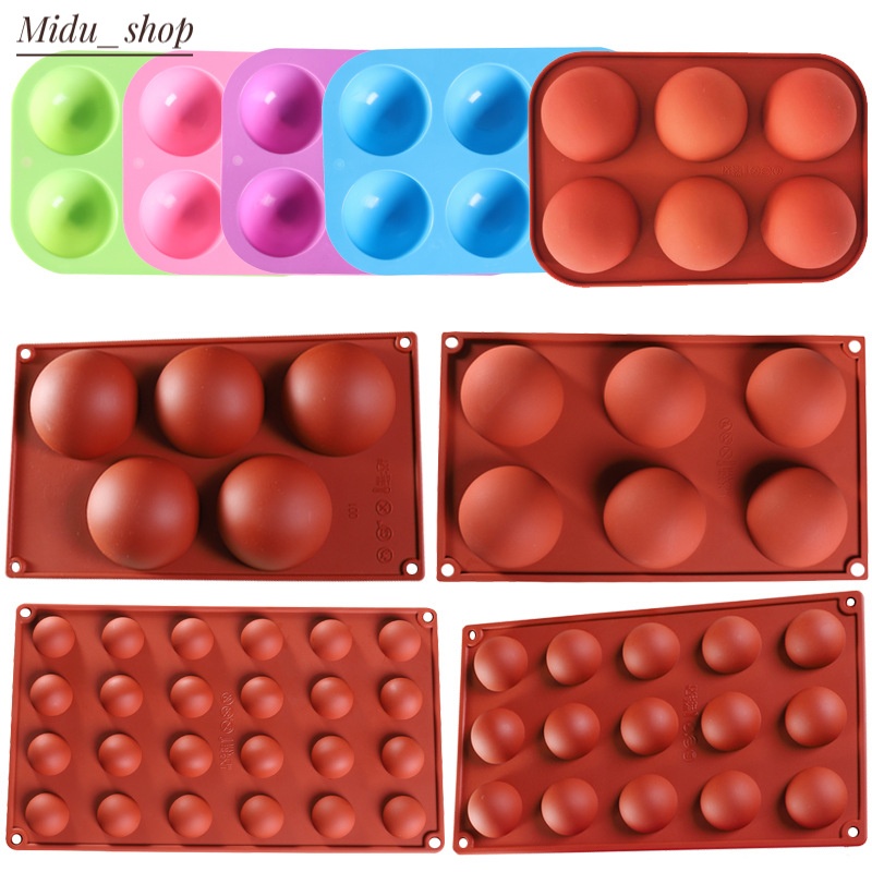 Khuôn silicon nửa hình tròn nhiều mẫu / size 4 ô, 5 ô, 6 ô, 8 ô, 15 ô, 18 ô, 24 ô, 35 ô bán cầu