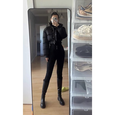 Áo phao croptop bo gấu cá tính